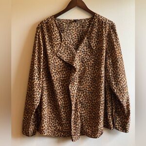 Dana Buchman Long Sleeve Leopard Print Animal Print Blouse Size 1X